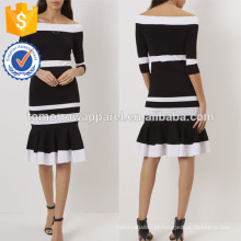 Nova Moda Preto E Branco Fora Do Ombro Vestido Com Hem Trompete Fabricação Atacado Moda Feminina Vestuário (TA5264D)